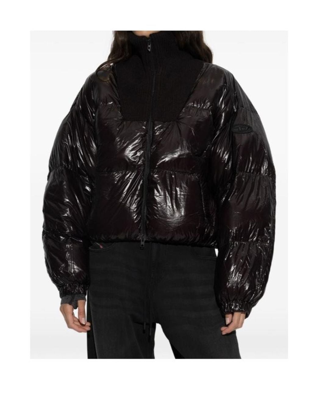 DIESEL Black W Arrior Cropped Puffer Down Jacket