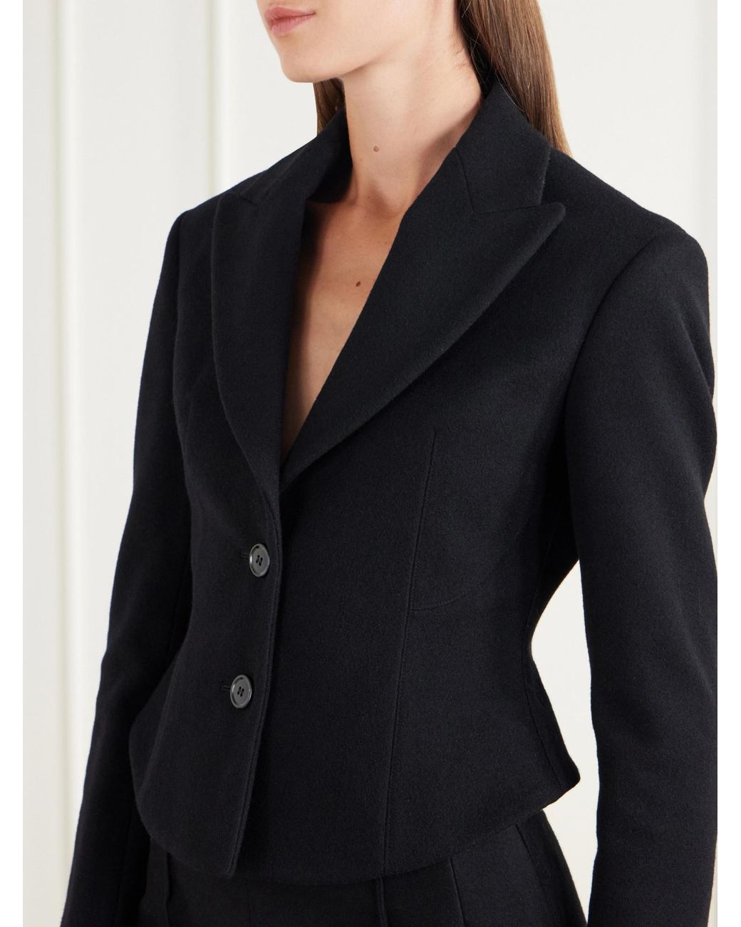 Alaïa Black Cropped Wool-Felt Blazer