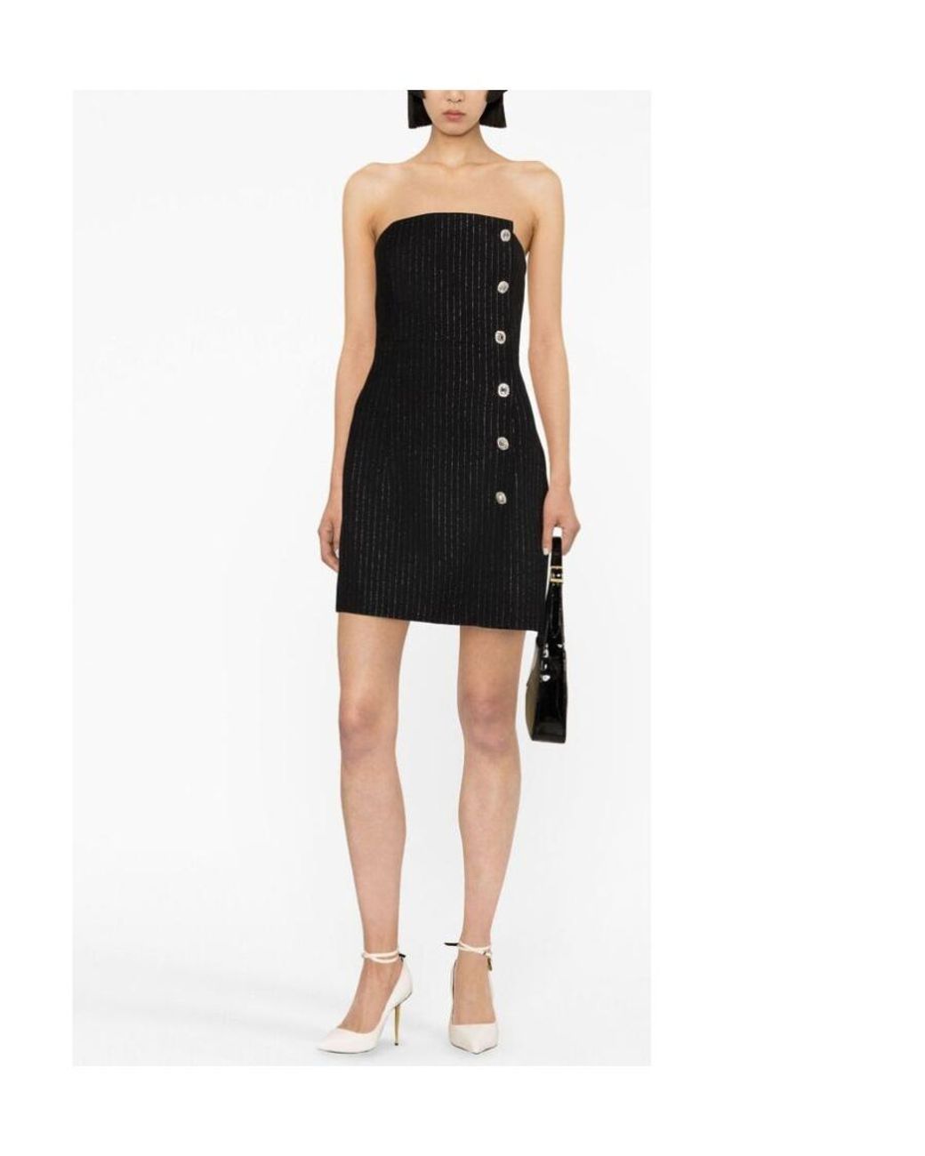 Alessandra Rich Black Pinstripe Mini Dress