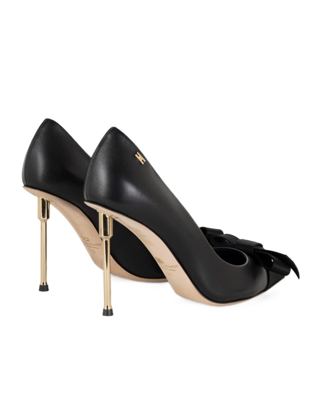 Elisabetta Franchi Black Satin Bow Pumps