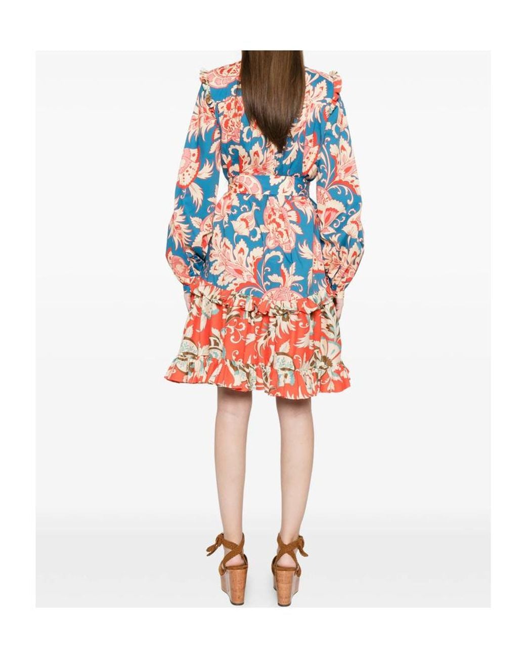 Etro Multicolor Floral Ruffled Mini Dress