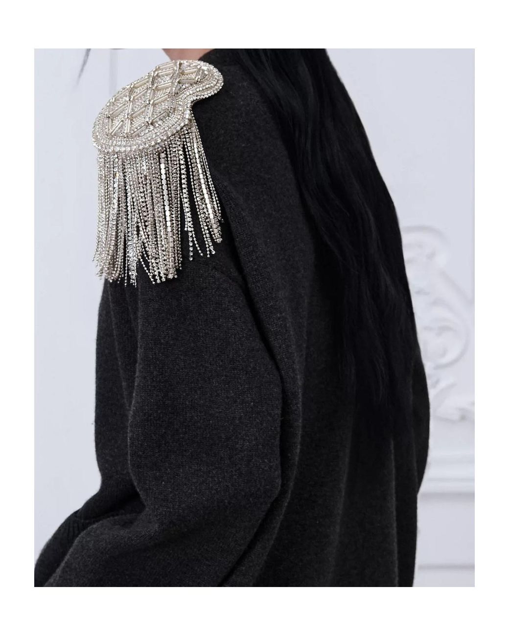 Dior Black Oversized Cardigan With Embroidered Epaulets