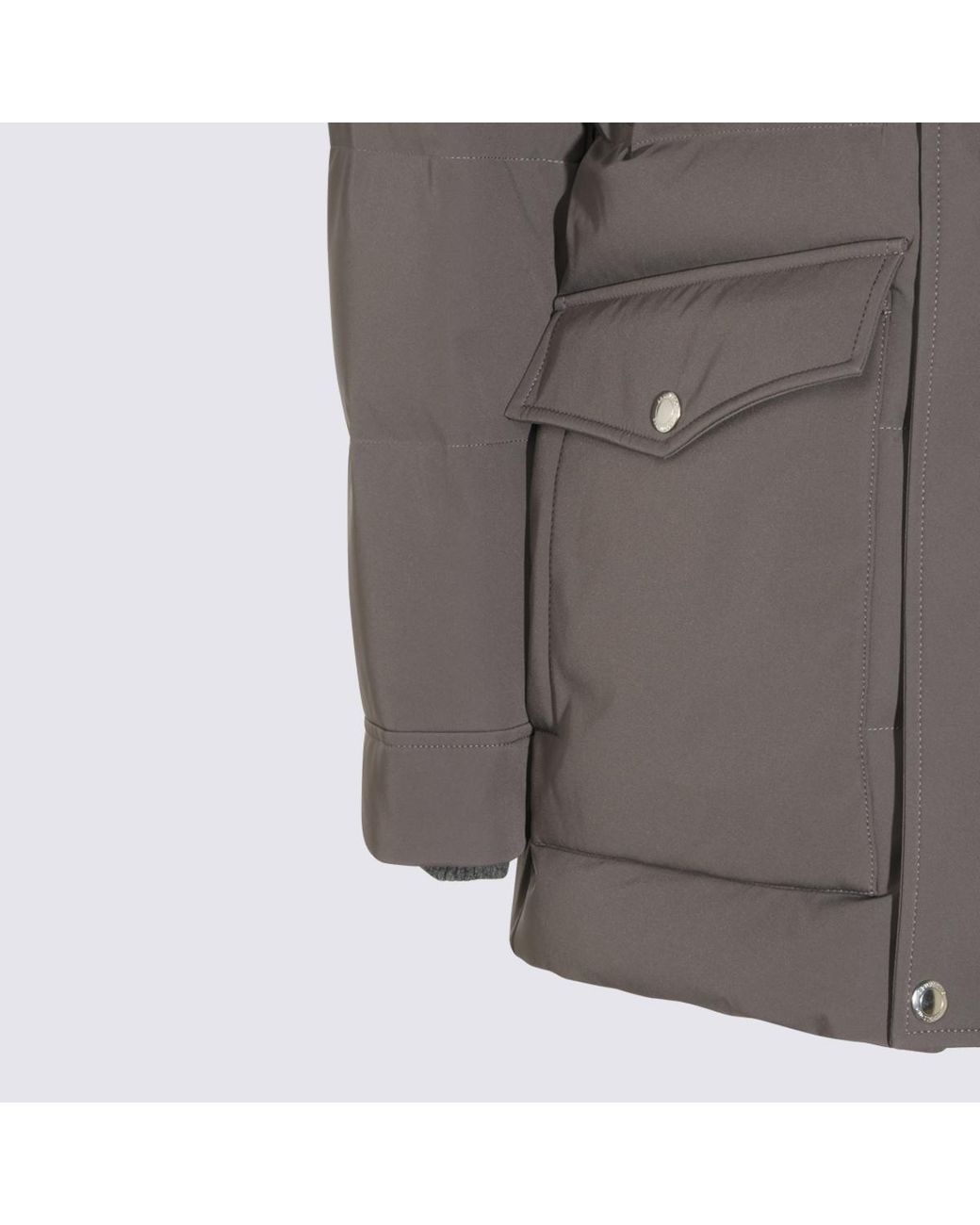 Brunello Cucinelli Natural Quilted Hooded Coat for men