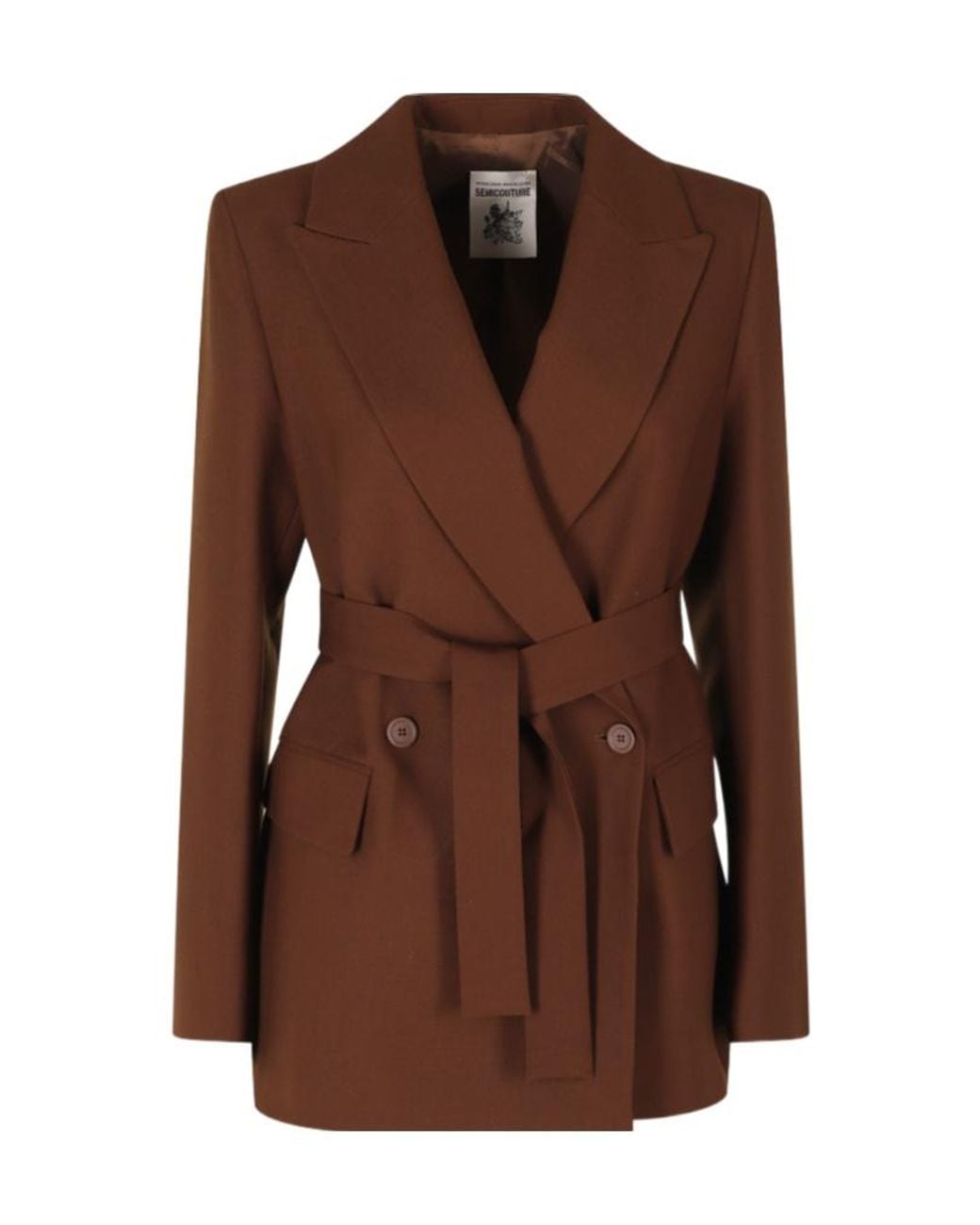 Semicouture Brown Allison Belted Double-Breasted Jacket