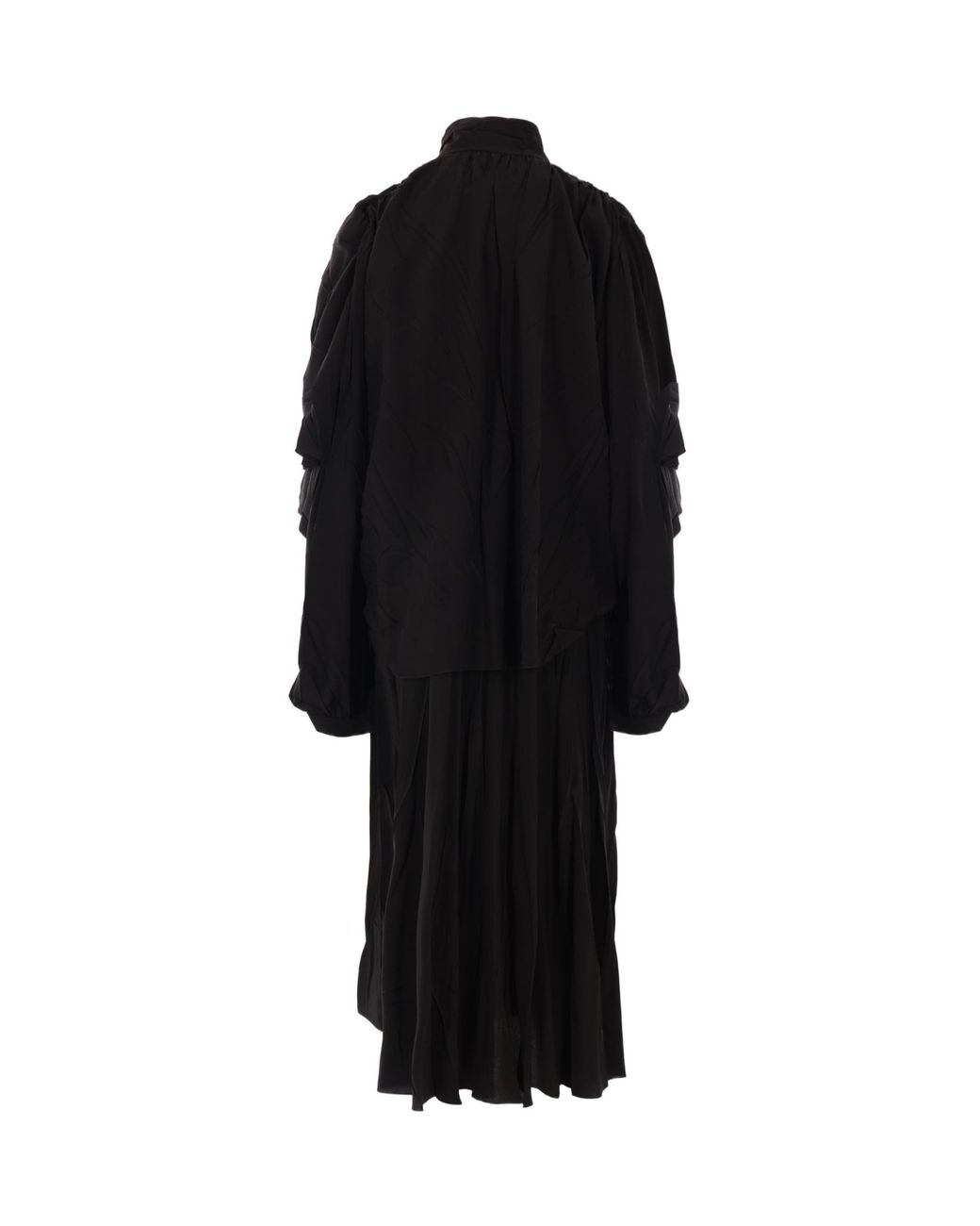 Balenciaga Black Crinkled Silk Midi Dress