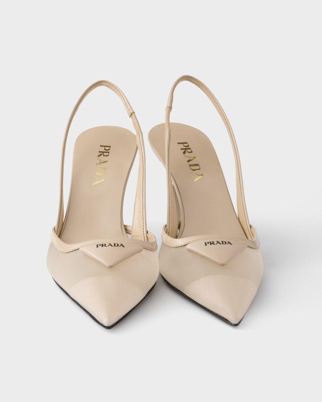 Prada White Mesh Fabric Slingback Pumps