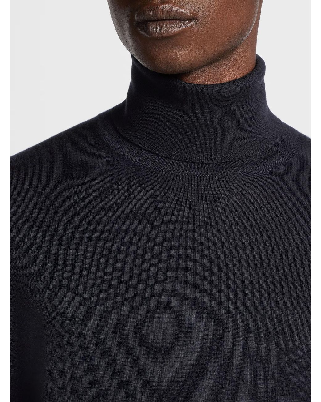 Zegna Blue Cashseta Turtleneck Sweater for men