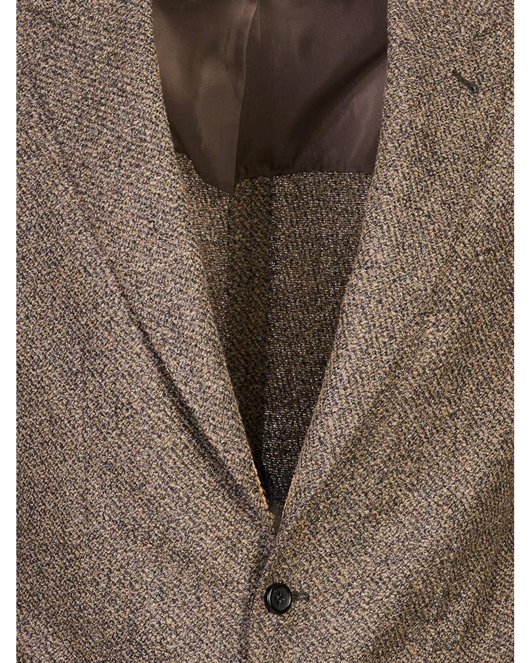 Canali Brown Textured-Finish Single-Breasted Blazer for men