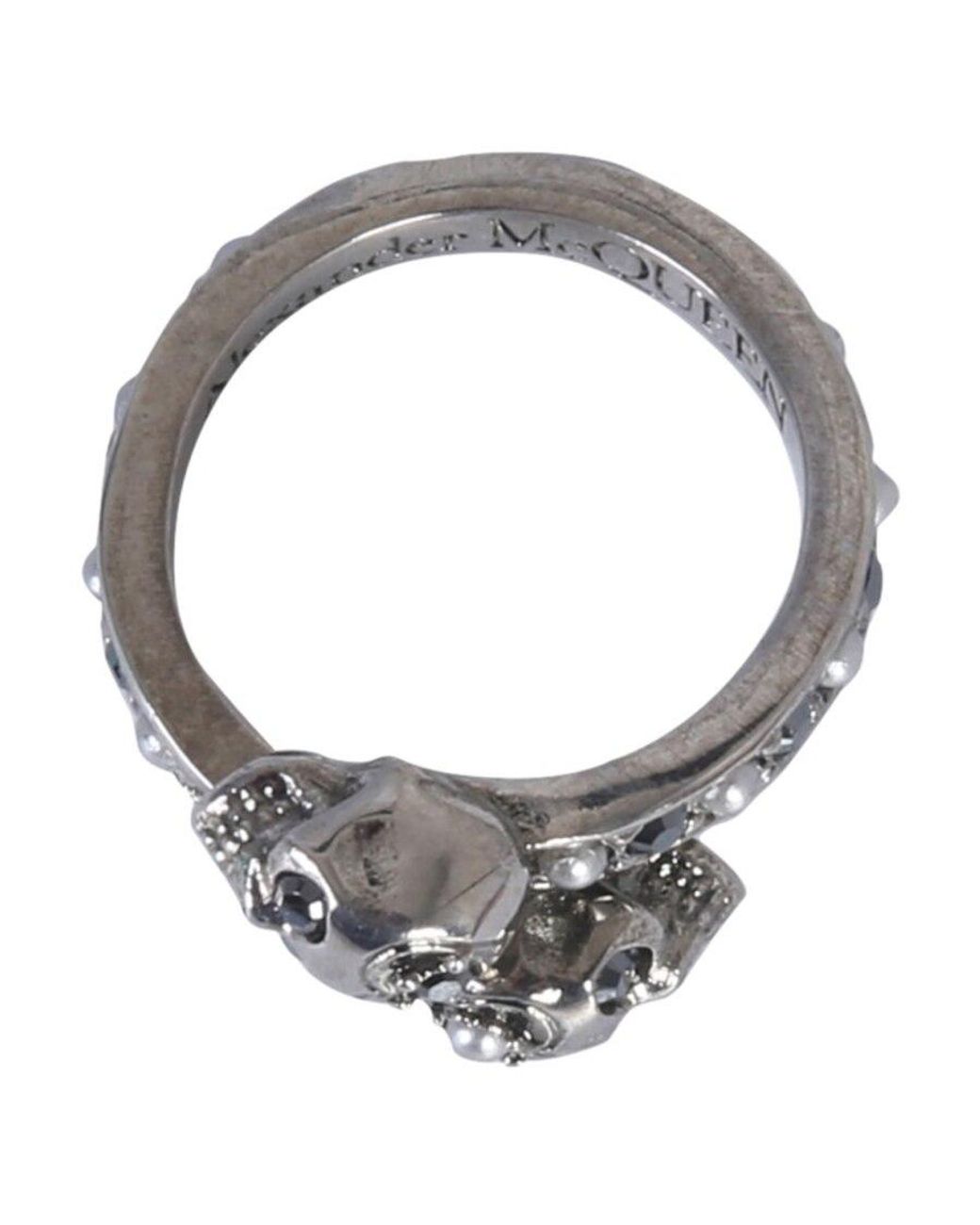 McQueen White Wrap Around Skull Ring