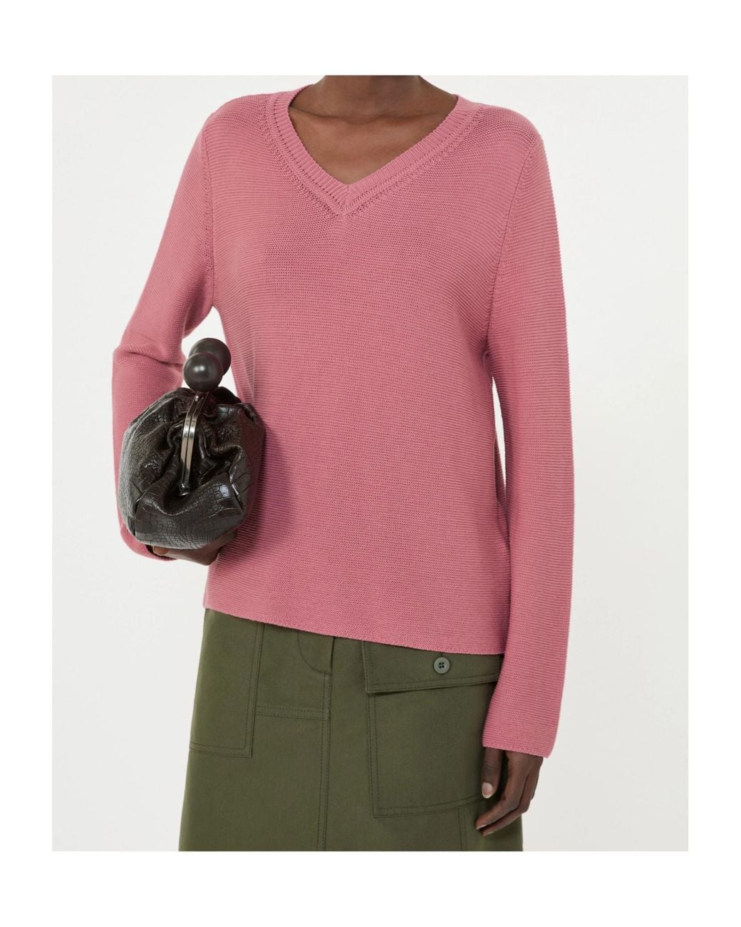 Weekend by Maxmara Pink Ago V-Neck Long-Sleeved Jumper