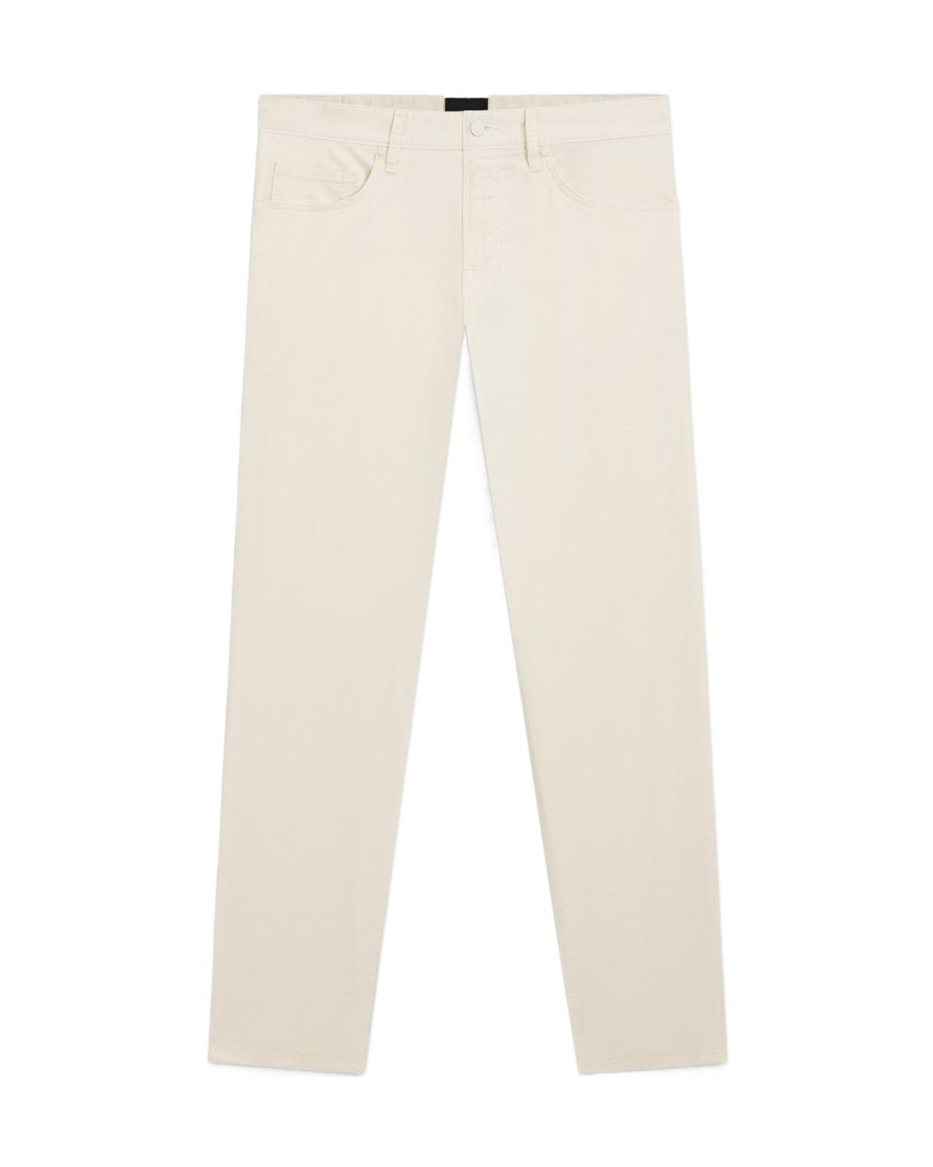 Boss White Logo-Patch Straight-Leg Trousers for men