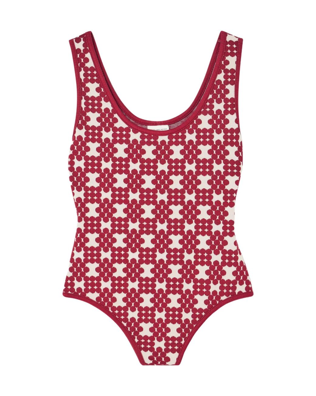 Dries Van Noten Red Jacquard-Knit Bodysuit