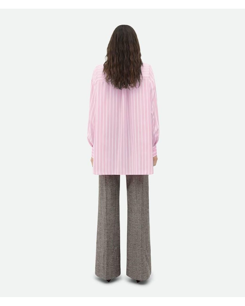 Bottega Veneta Pink Striped Oversize-Fit Shirt