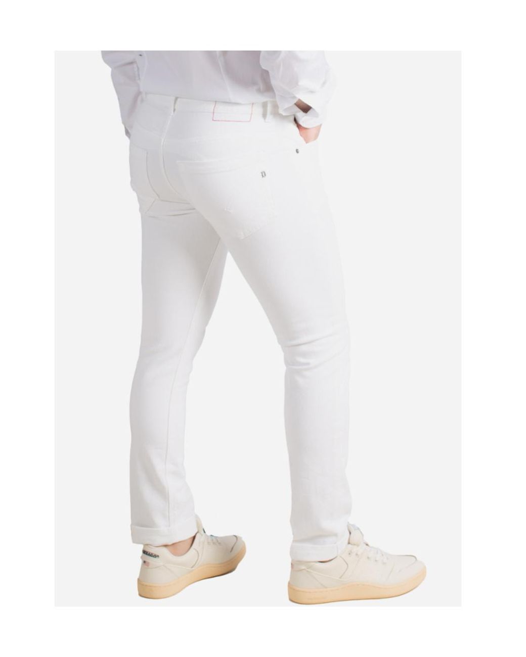 Dondup White Belt Loop Jeans for men