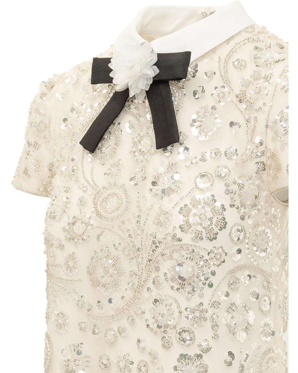 Self-Portrait White Embellished Collar Mini Dress
