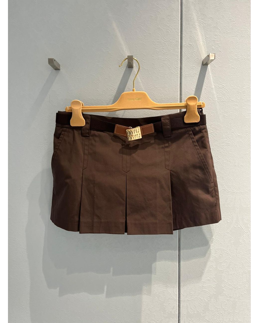 Miu Miu Brown Belted Mini Skirt