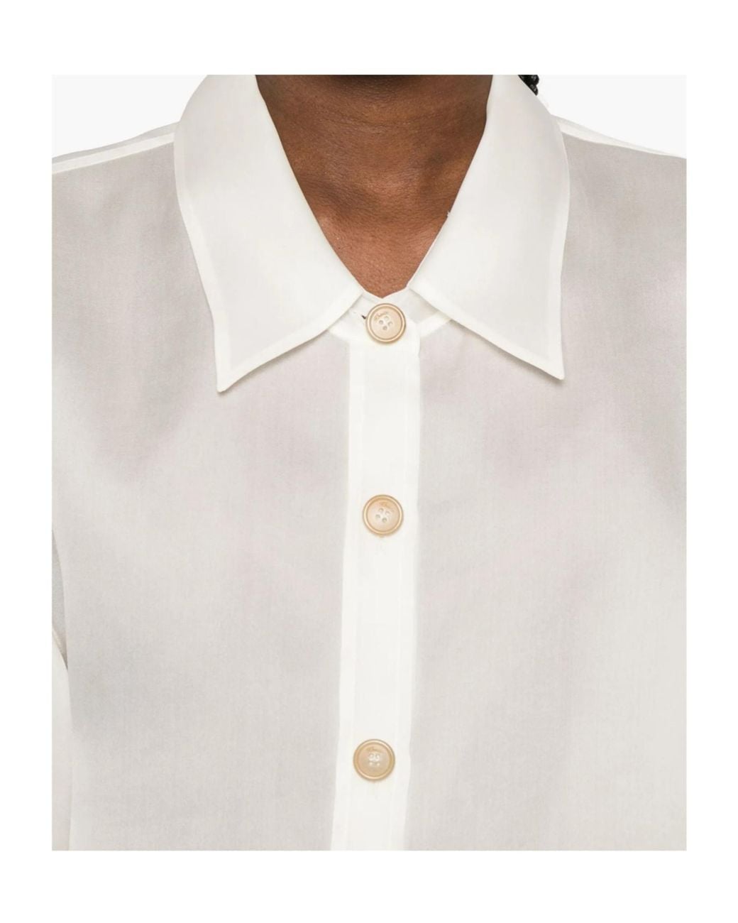 Khaite White Satin Buttoned Shirt