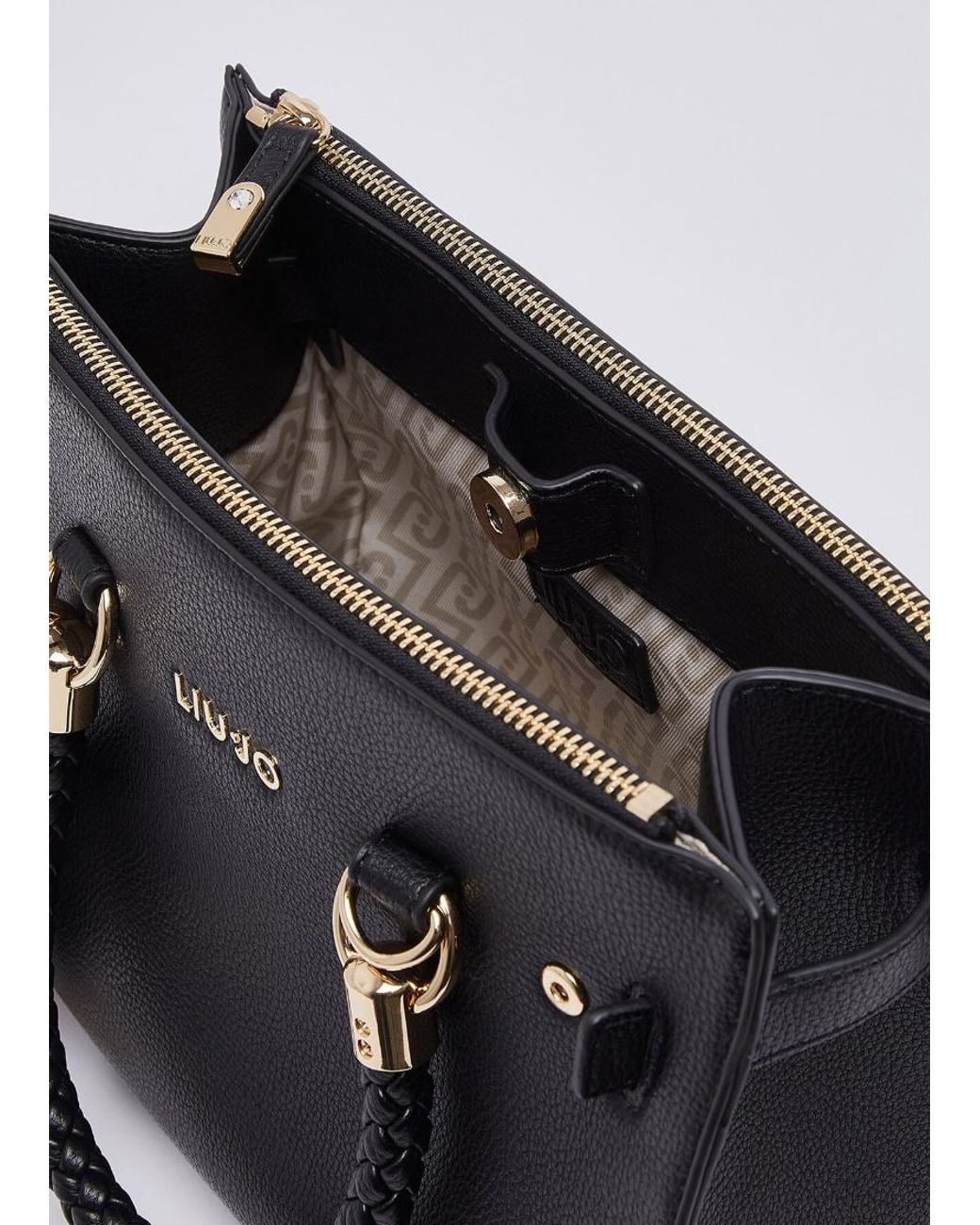 Liu Jo Black Logo Lettering Small Satchel Bag