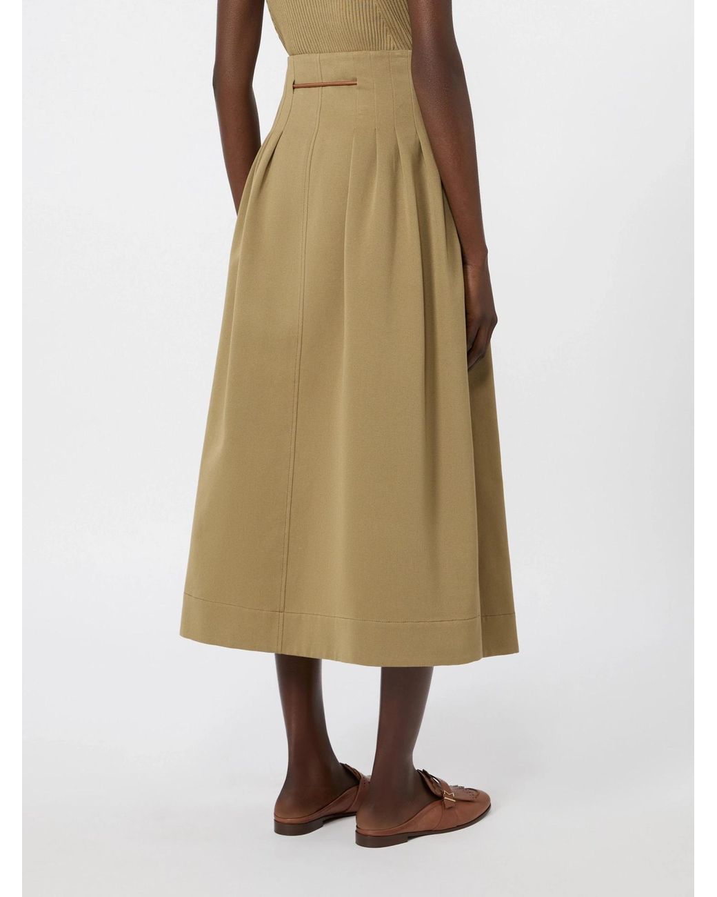 Max Mara Natural Cotton Pleated Midi Skirt