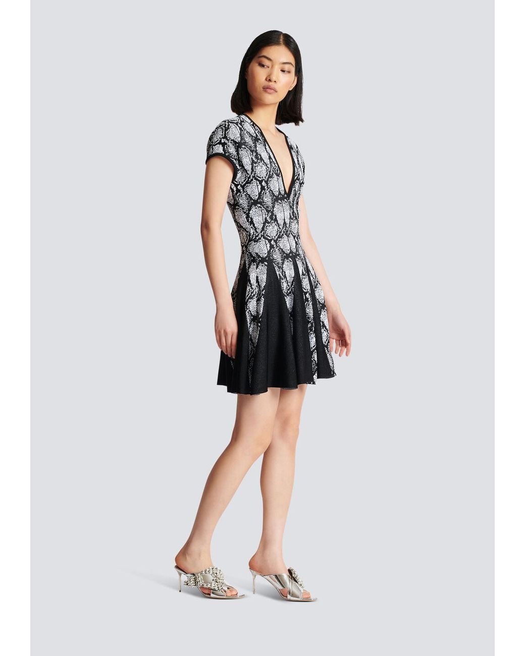 Balmain Black Jacquard Mini Dress