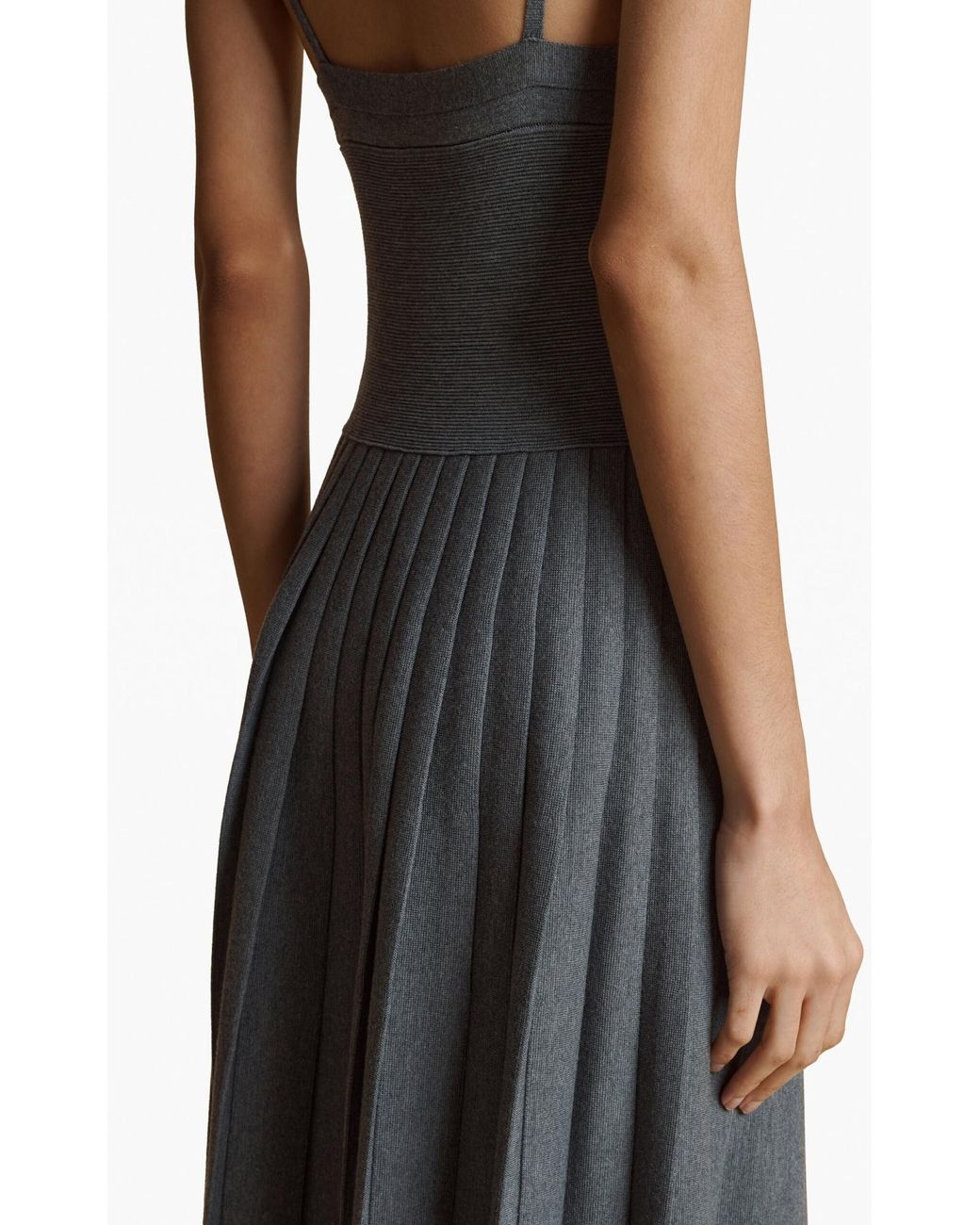 Khaite Blue Elio Spaghetti Strap Pleated Dress