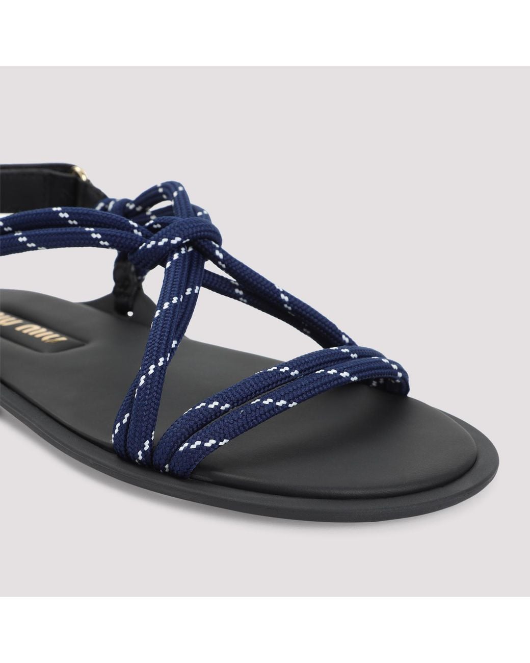 Miu Miu Blue Riviere Cord And Leather Sandals
