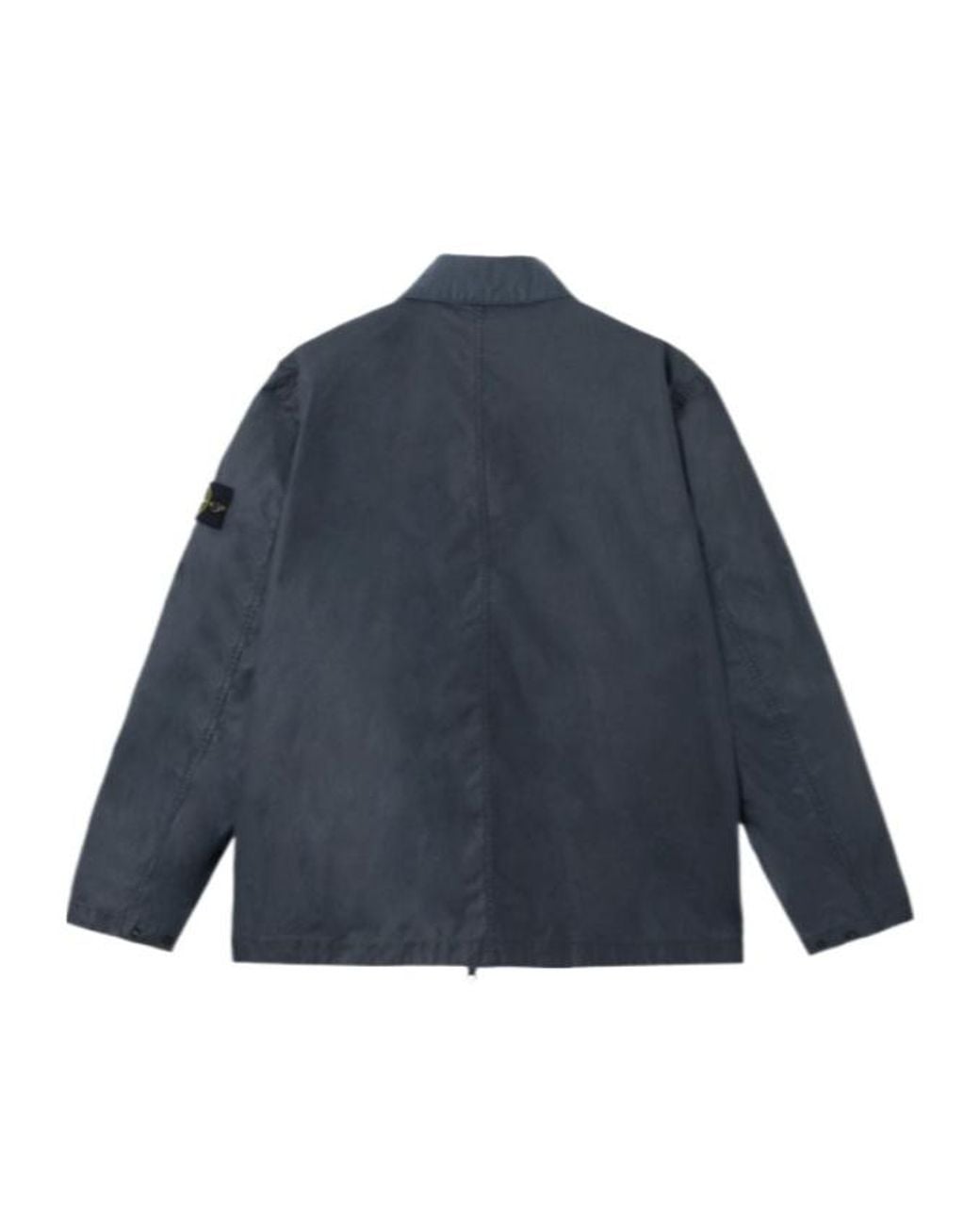 Stone Island Blue Logo Patch Buttoned Jacket for men