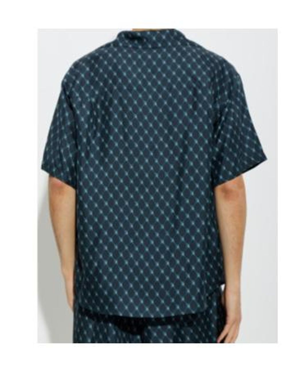 Balmain Blue Geometric Print Short-Sleeve Shirt for men