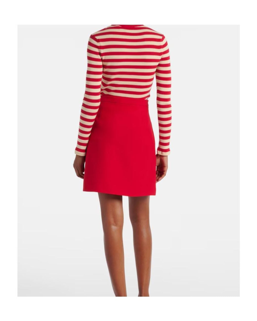 Valentino Red Wool And Silk Crepe Couture Miniskirt