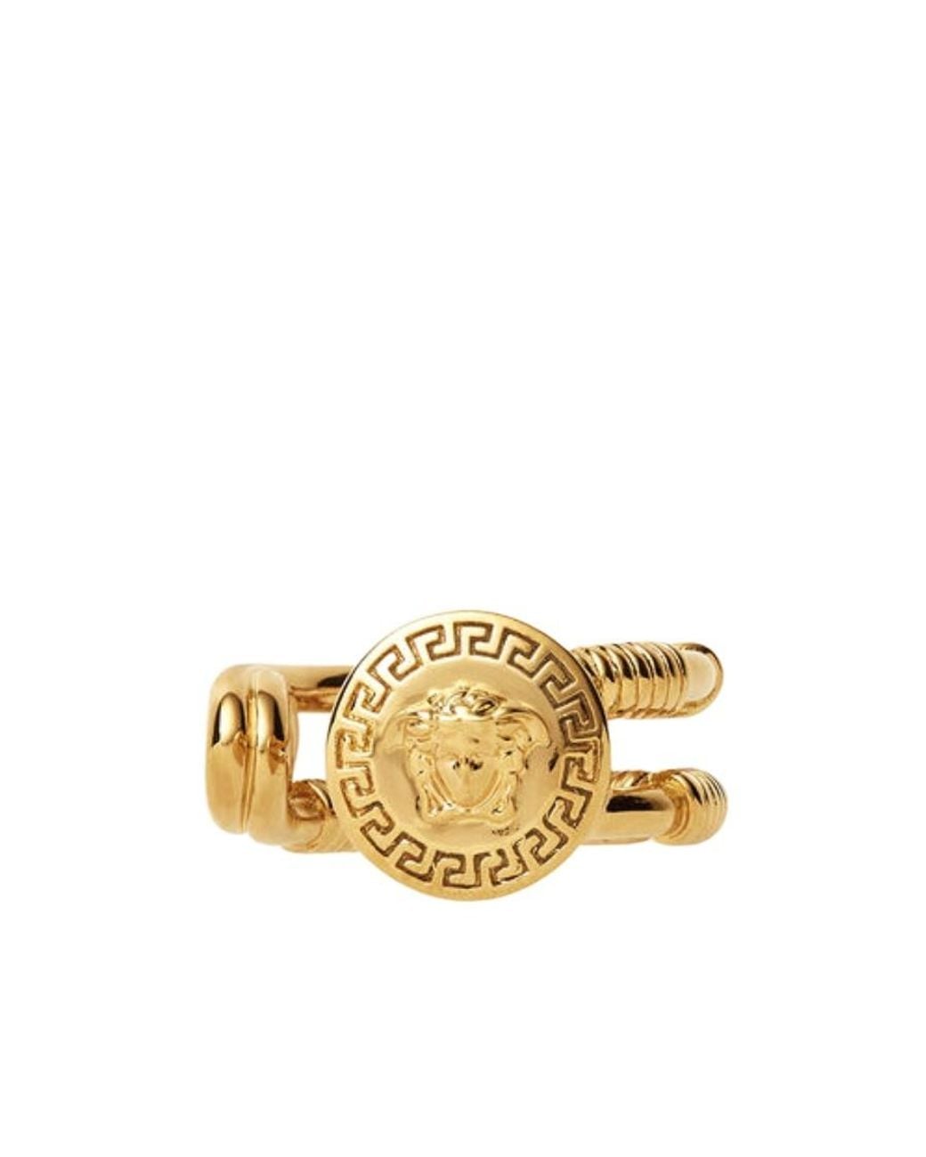 Versace Metallic Safety Pin Ring for men