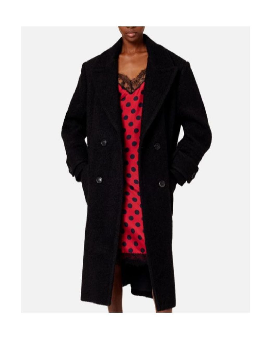 AMI Black Double-Breasted Virgin Wool Overcoat for men