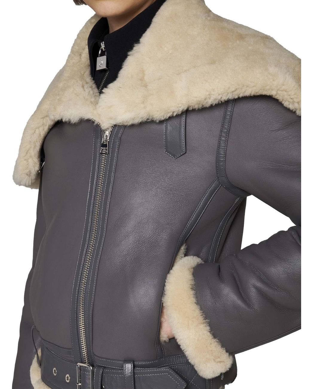 J.W. Anderson Black Jw Anderson Fleece-Collar Leather Jacket