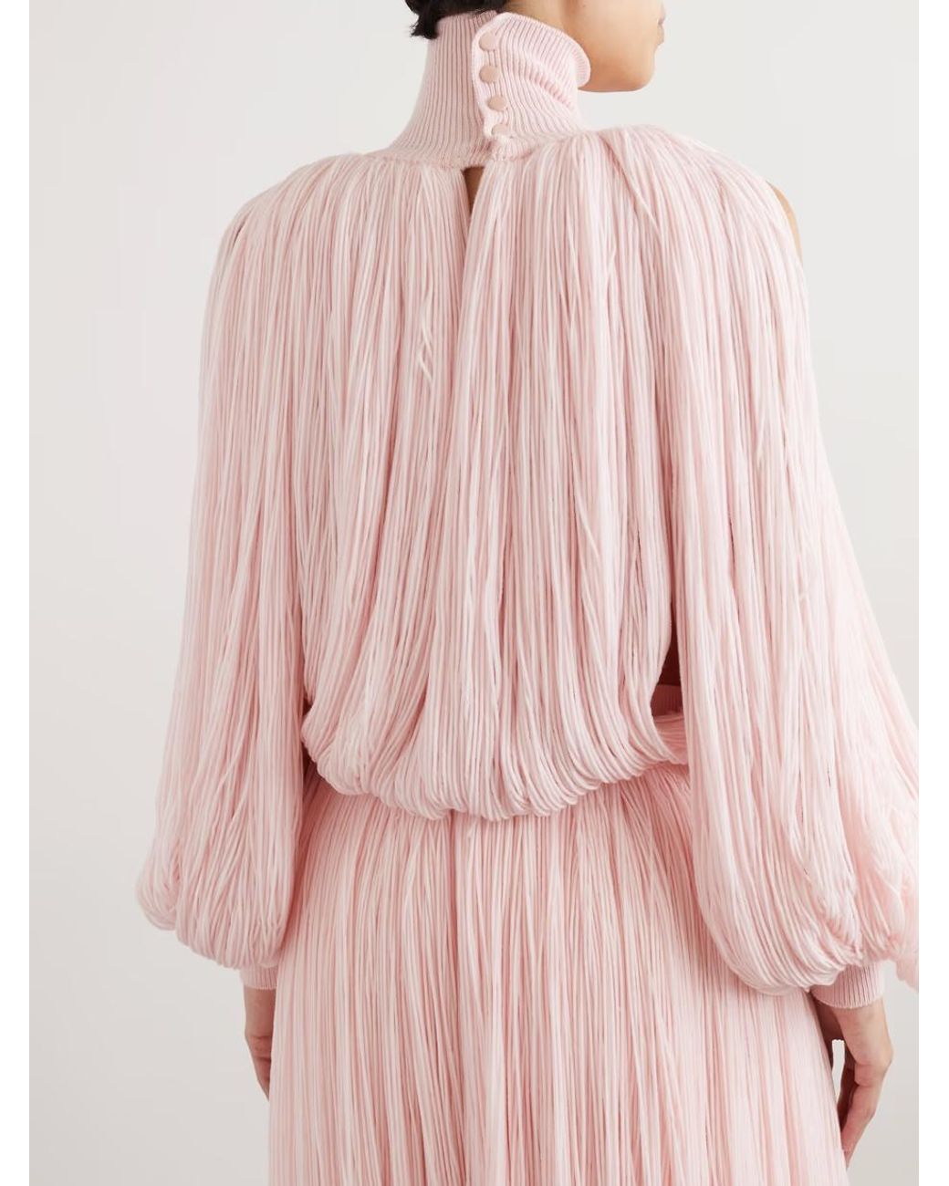 Alaïa Pink Fringed Turtleneck Sweater