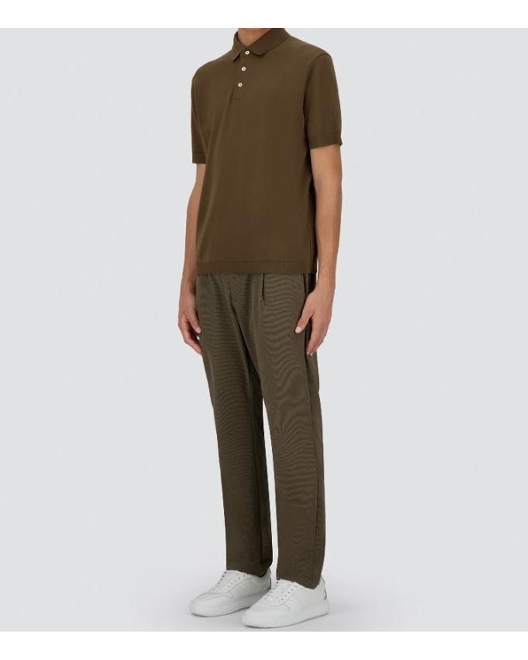 Herno Green Short-Sleeved Knitted Polo Shirt for men