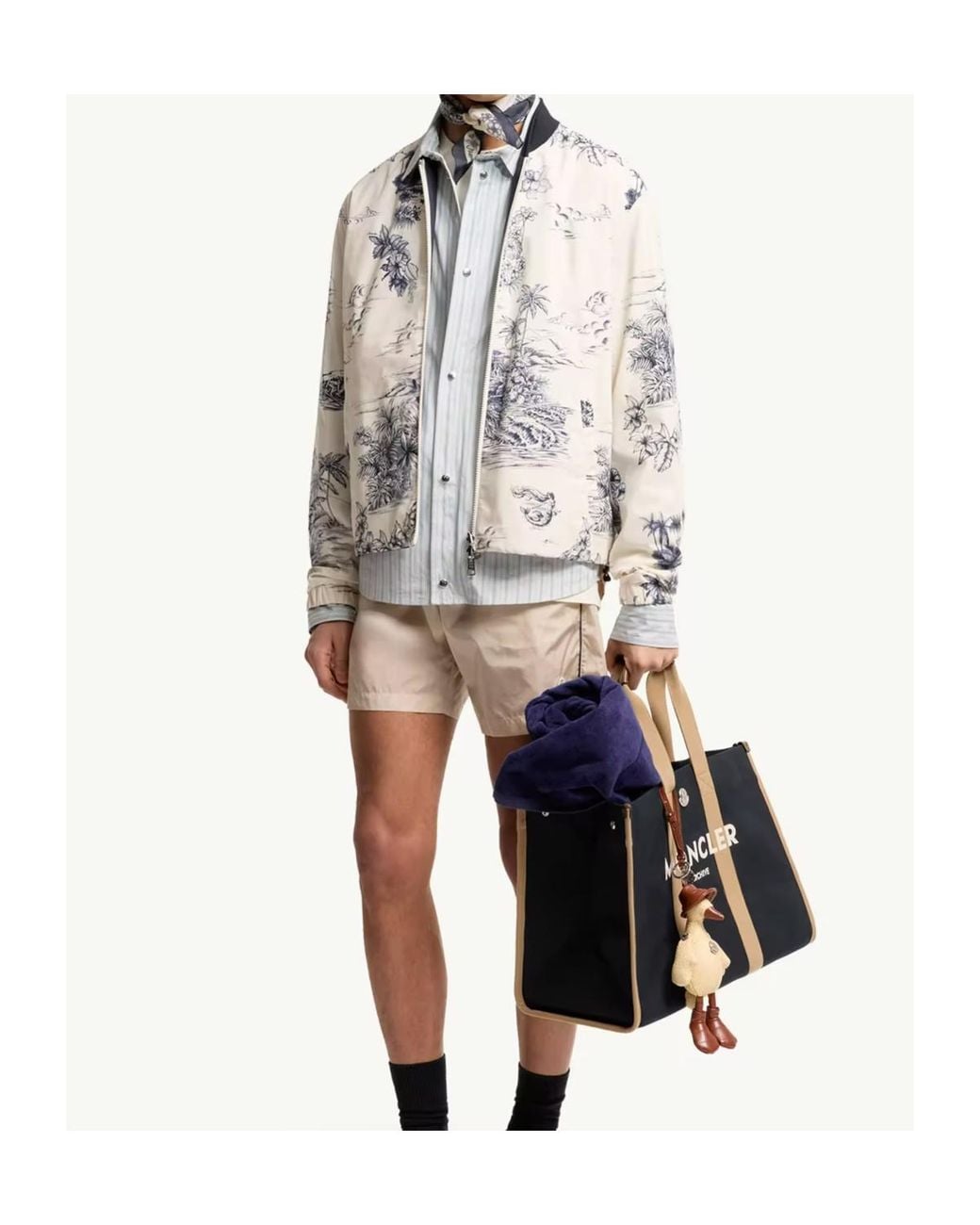 Moncler White Reversible Printed Poplin Jacket for men