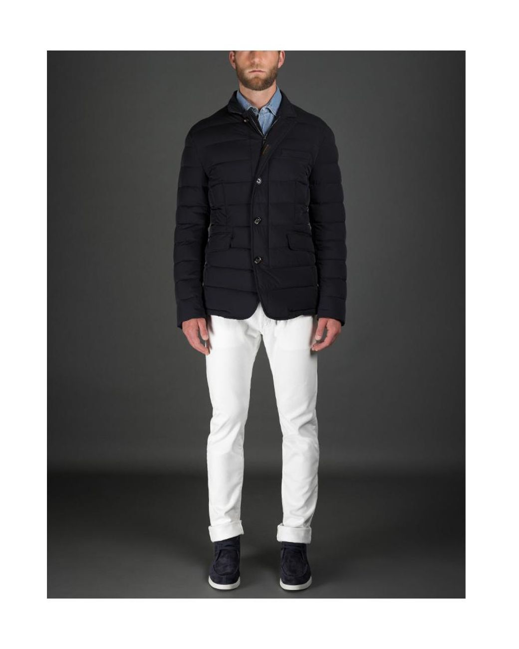 Moorer Blue Zayn Padded Button-Front Jacket for men