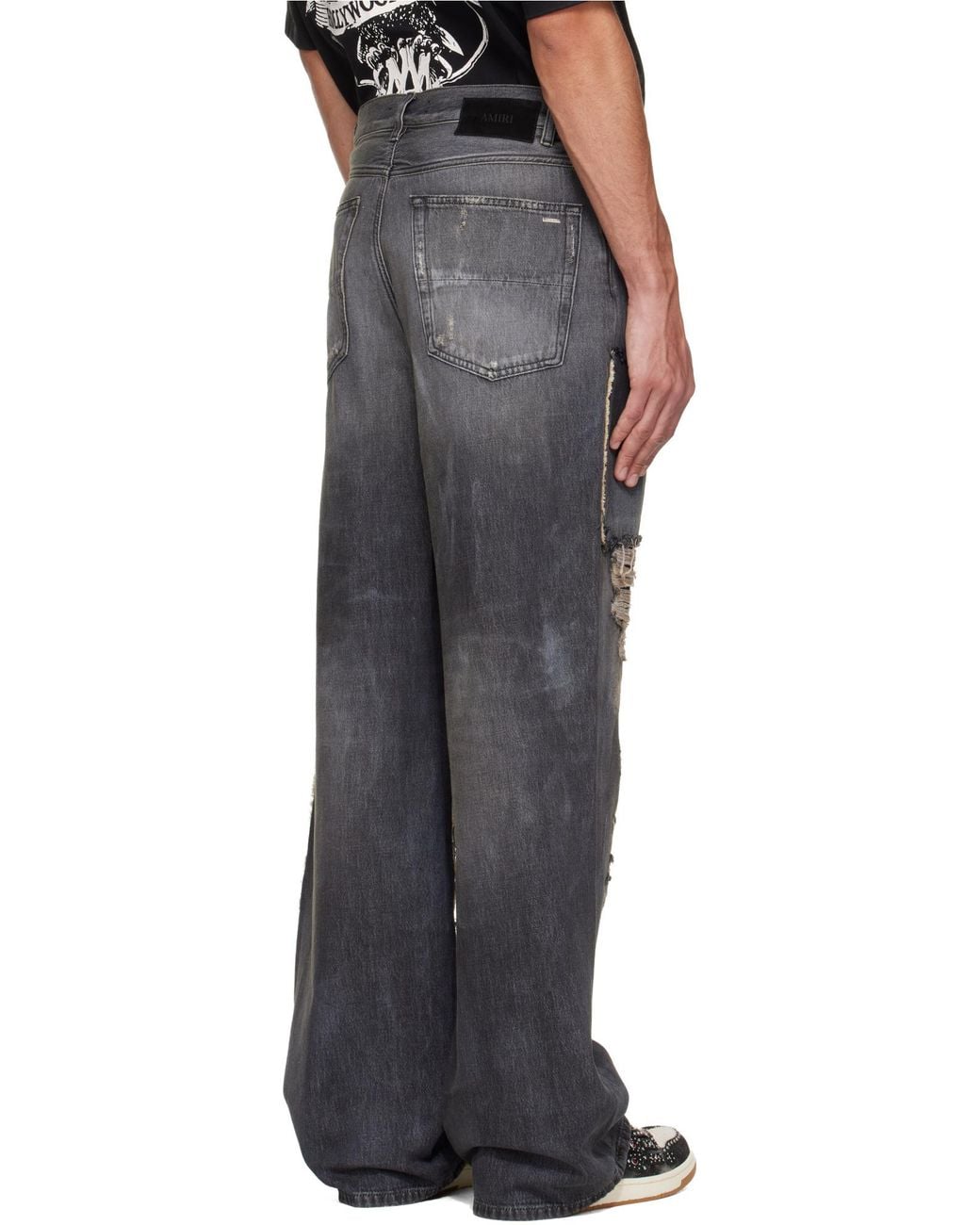 Amiri Gray Carpenter Repaired Baggy Jeans for men