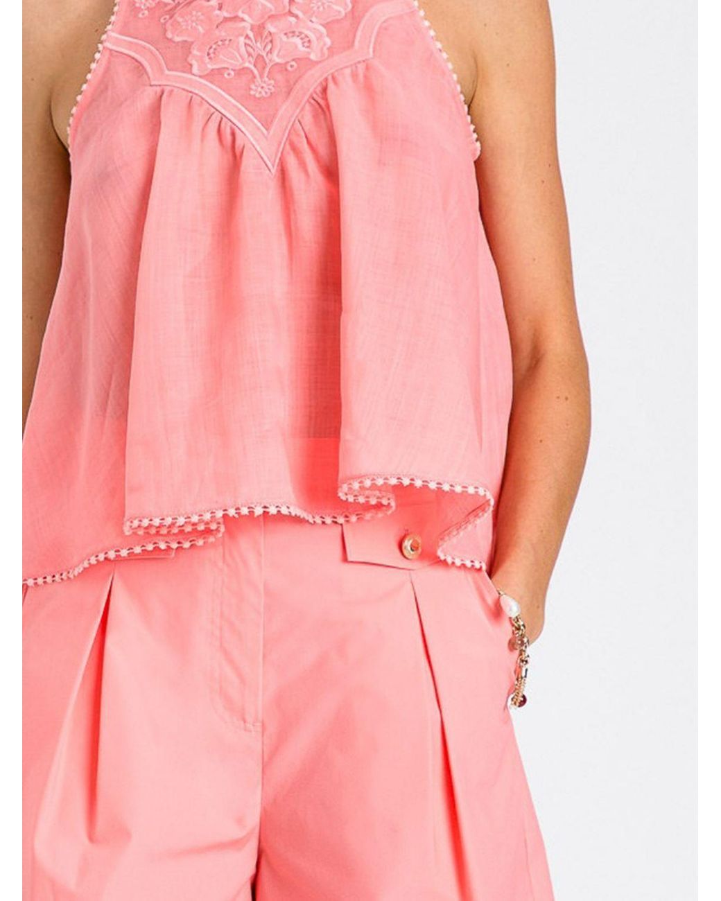 Twinset Pink Embroidered Pattern Top
