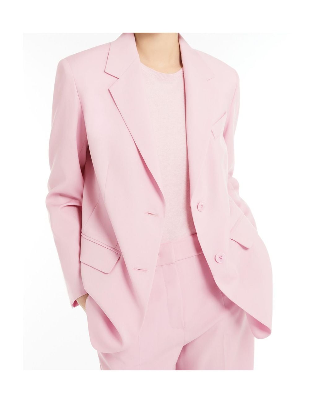 Weekend by Maxmara Pink Single-Breasted Wool-Blend Canvas Blazer