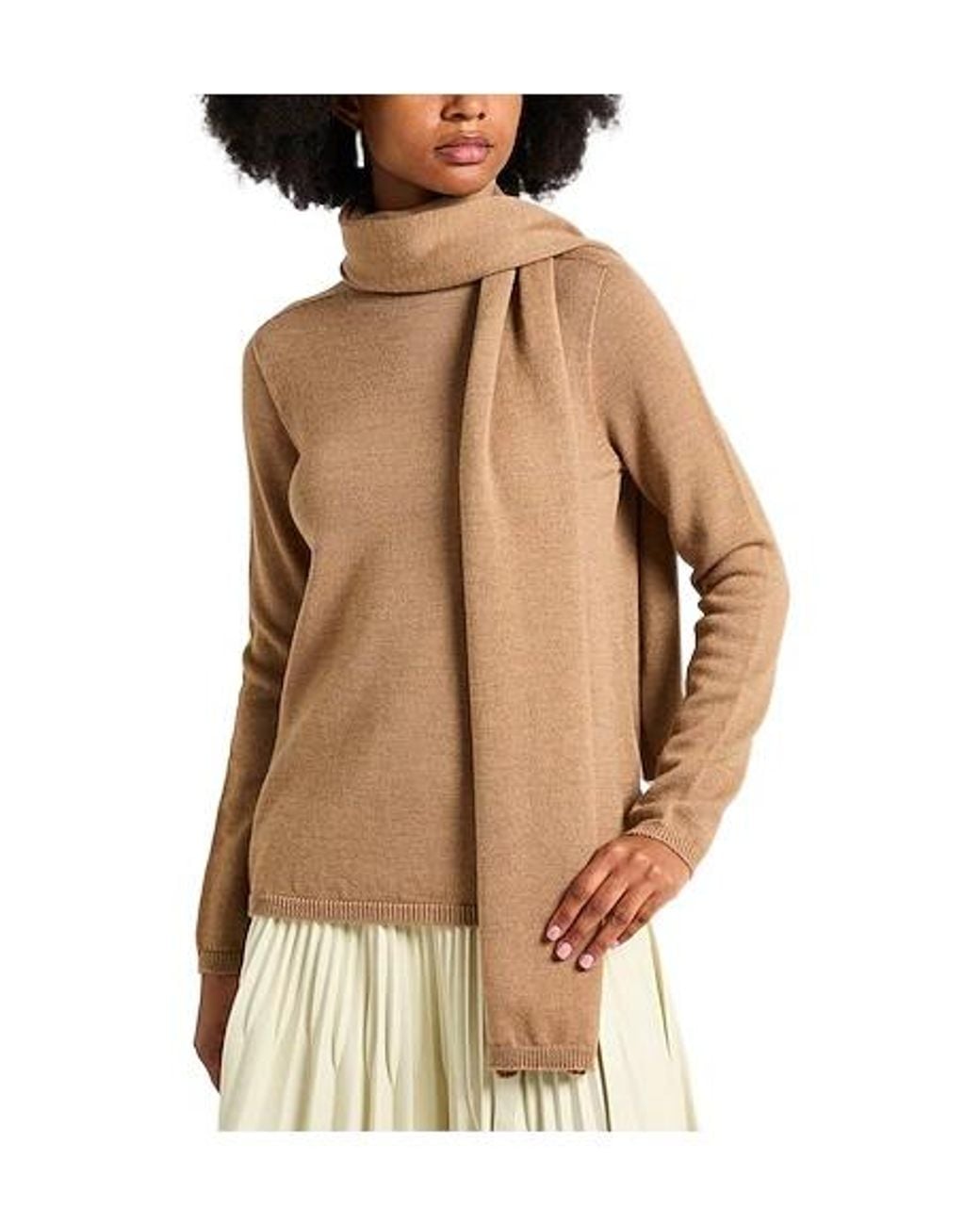 Max Mara Brown Solid Wool Knit Sweater