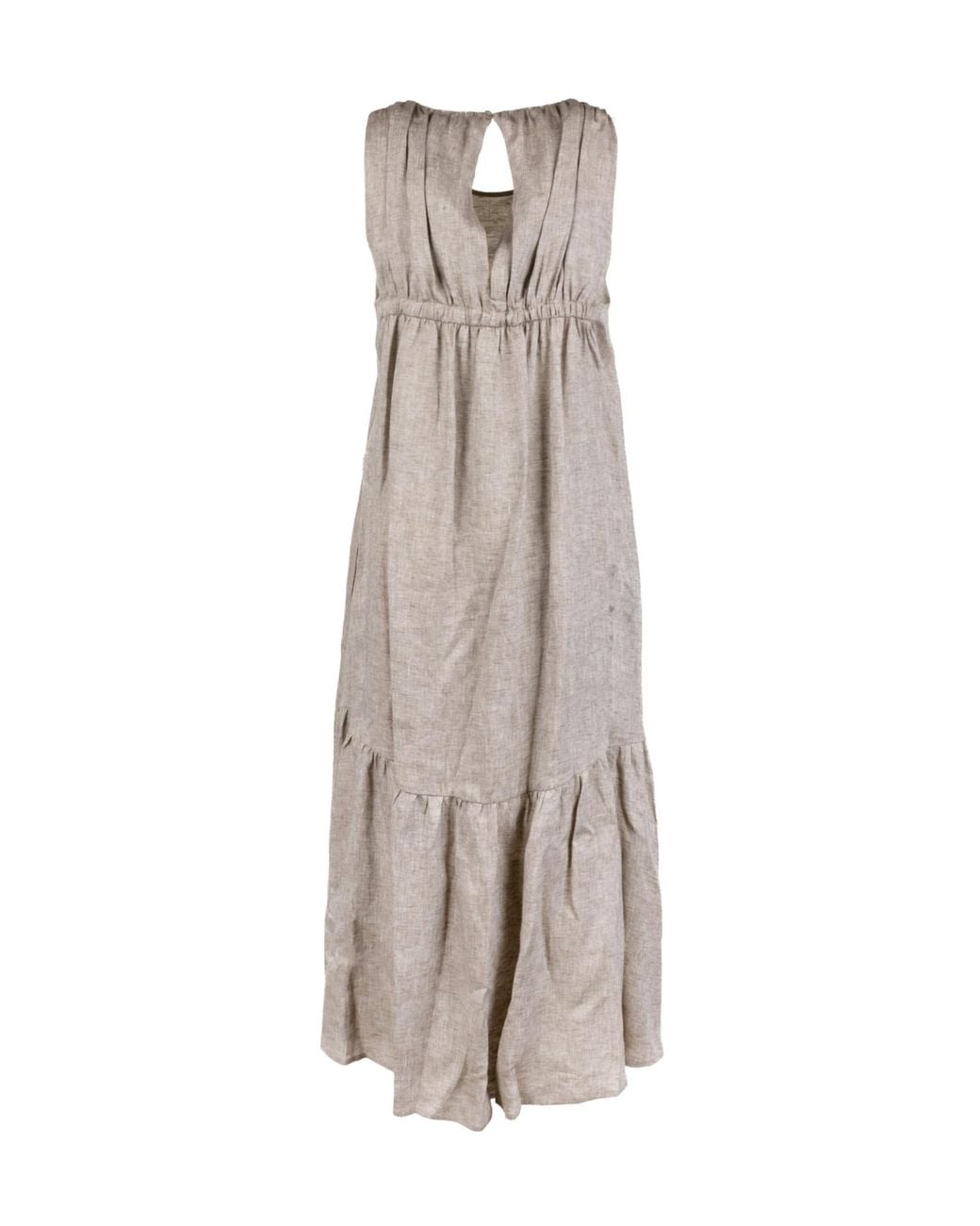 Peserico Gray A-Line Crewneck Midi Dress