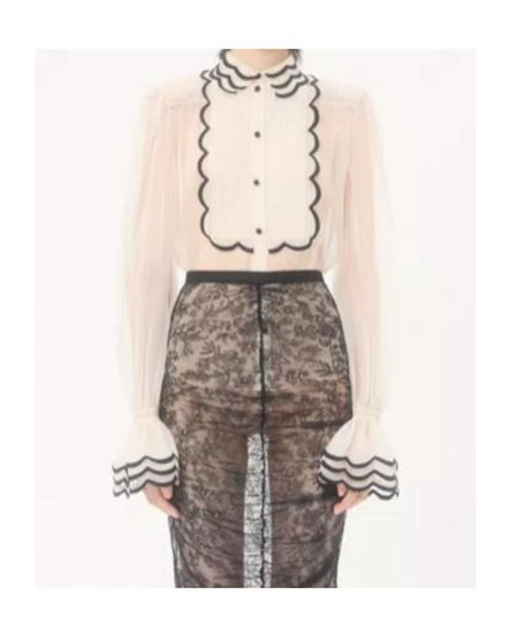 Valentino White Embroidered Organza Shirt