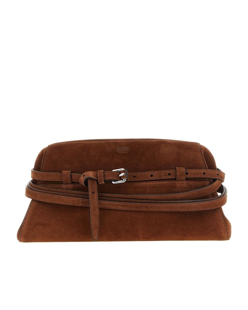 Moschino Brown Tie Me Big Clutch Bag