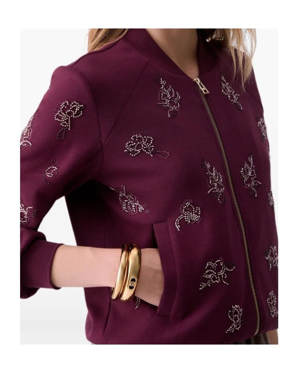 Liu Jo Purple Rhinestone Floral Sweatshirt