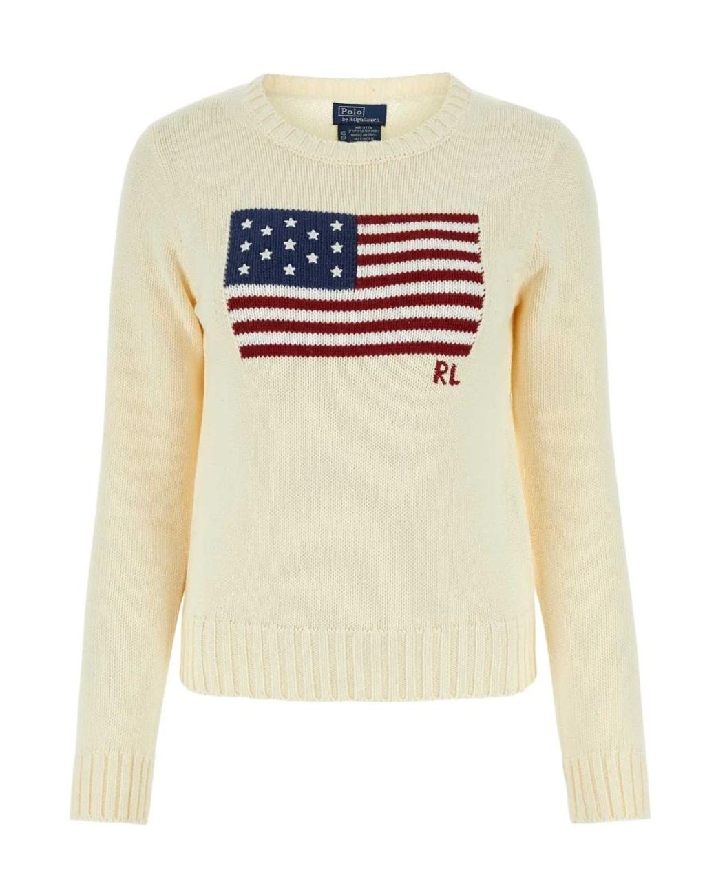 Polo Ralph Lauren White Flag Intarsia Crewneck Jumper