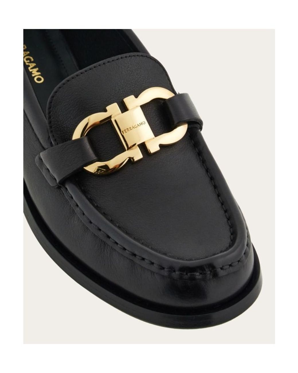 Ferragamo Black Gancini Buckle-Detailed Loafers