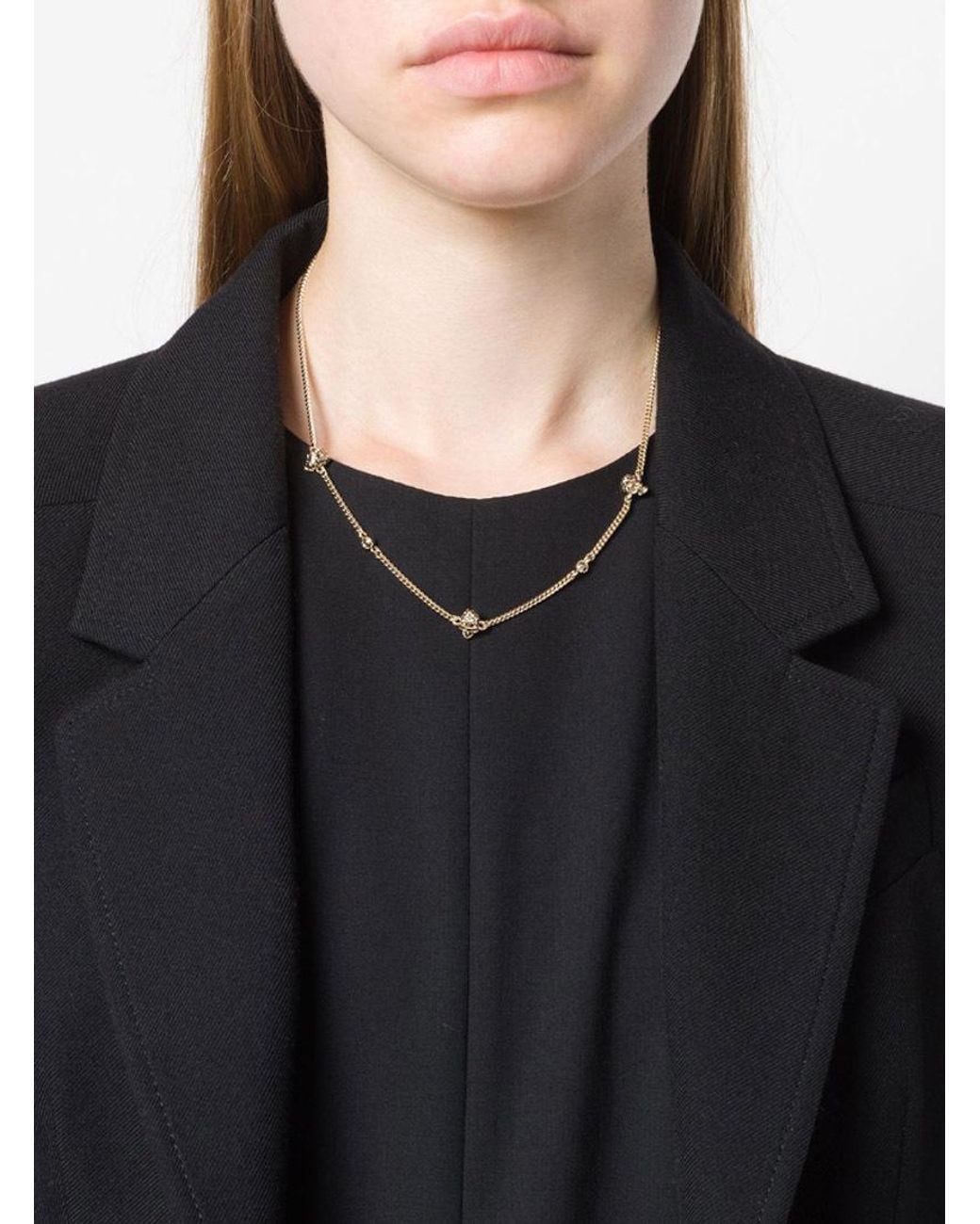 McQueen White Skull Pendant Necklace