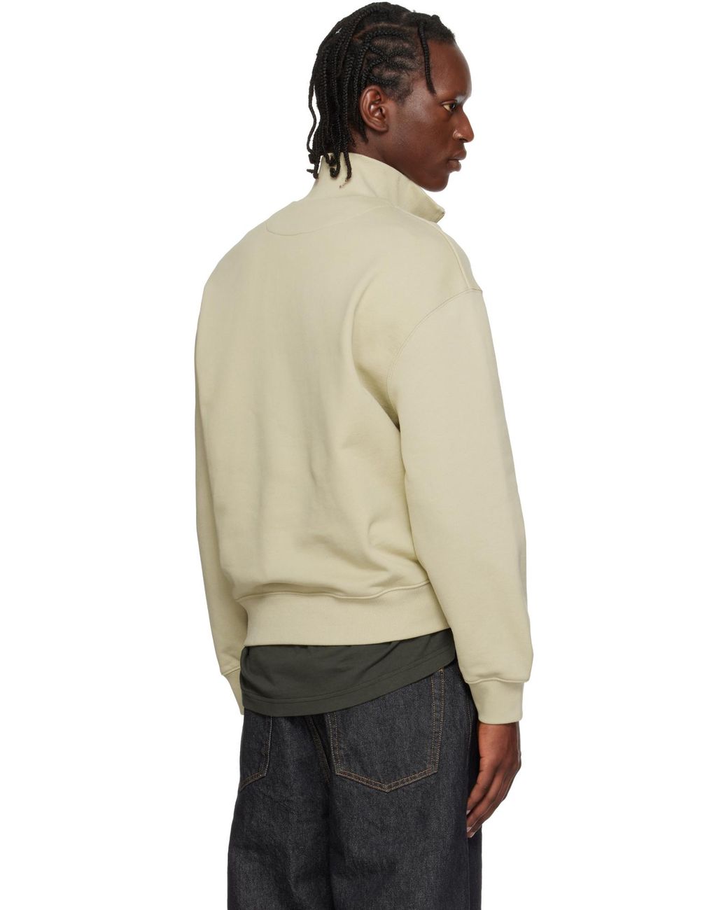 Maison Kitsuné Natural Maison Kitsuné Fox Head Half-Zip Sweatshirt for men
