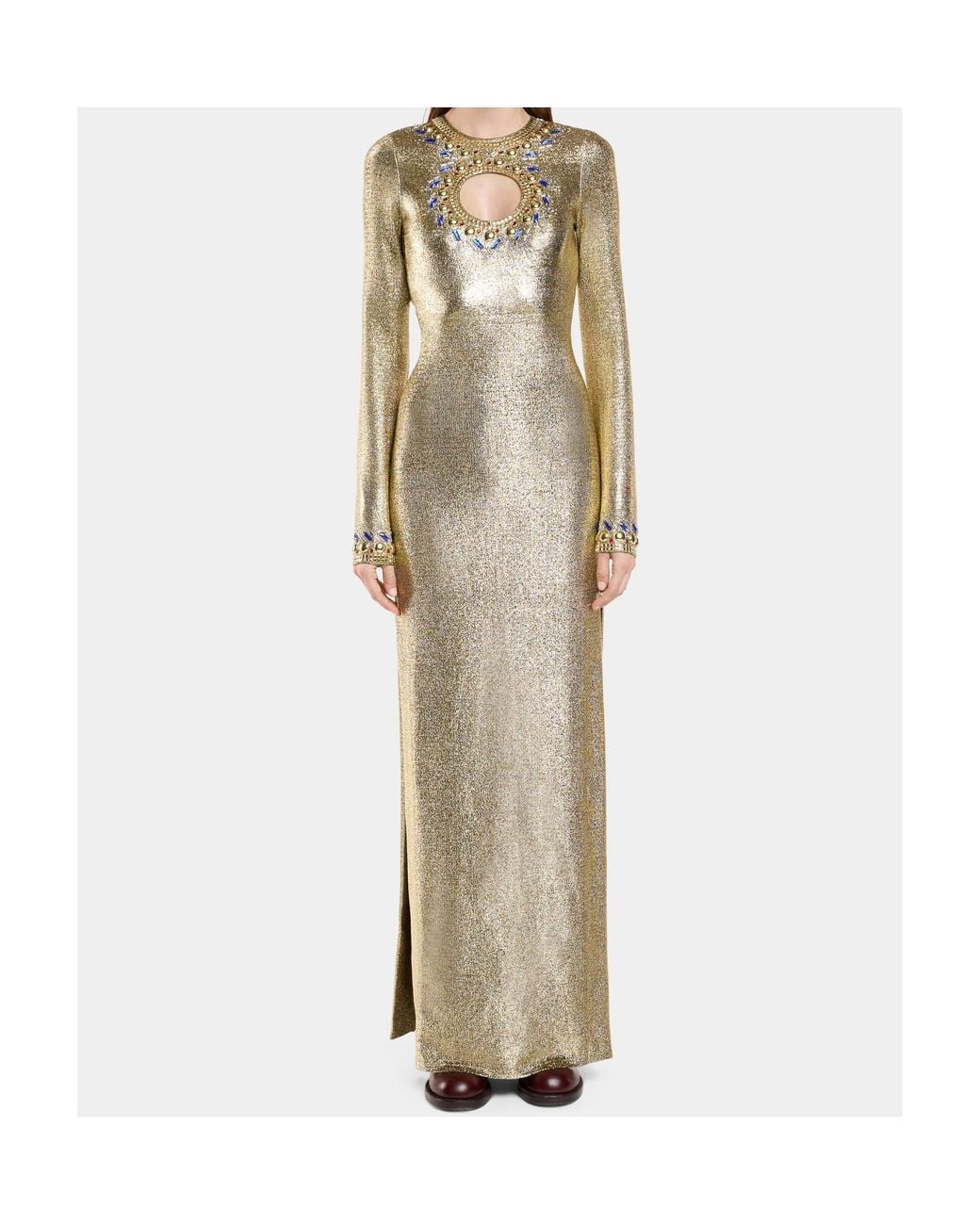 Rabanne Natural Temporary Crystal-Embellished Maxi Dress