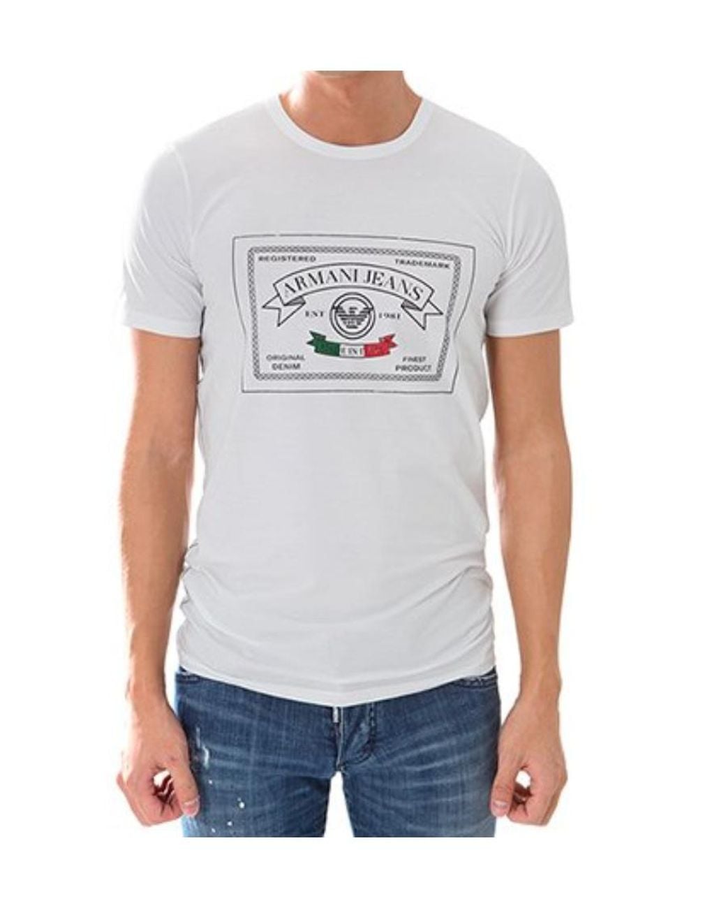 Armani Jeans White Logo Details T-Shirt for men